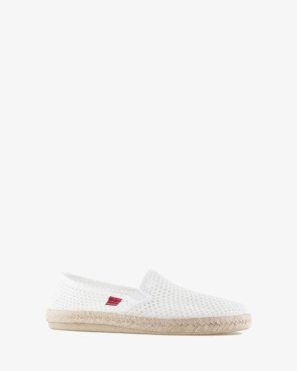 Miticas zapatillas de rejilla blanco con suela de goma y yute