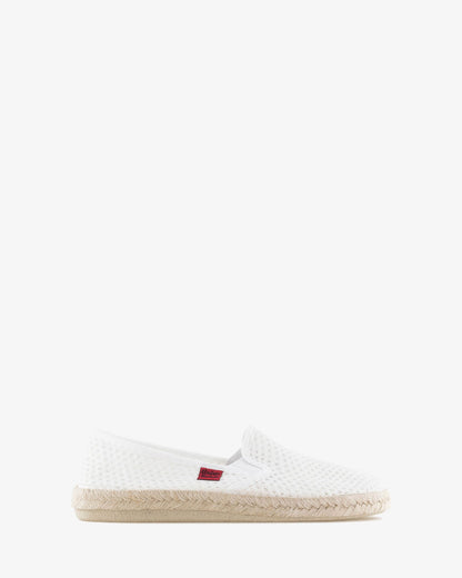 Miticas zapatillas de rejilla blanco con suela de goma y yute