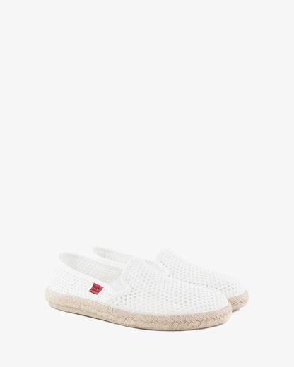 Miticas zapatillas de rejilla blanco con suela de goma y yute