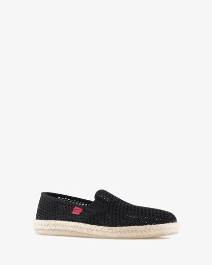Miticas zapatillas de rejilla negro con suela de goma y yute