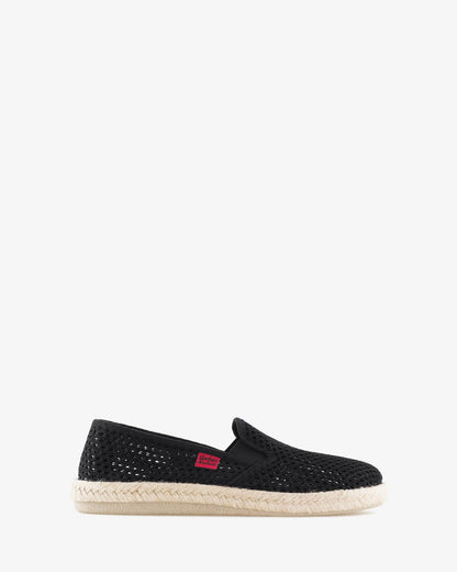 Miticas zapatillas de rejilla negro con suela de goma y yute