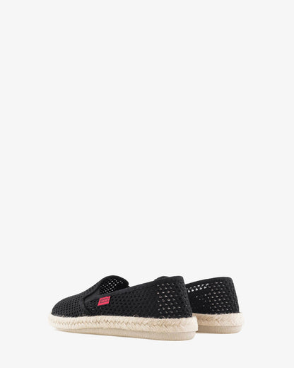 Miticas zapatillas de rejilla negro con suela de goma y yute