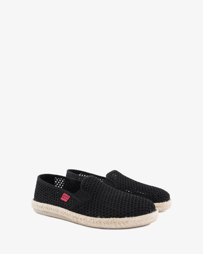 Miticas zapatillas de rejilla negro con suela de goma y yute