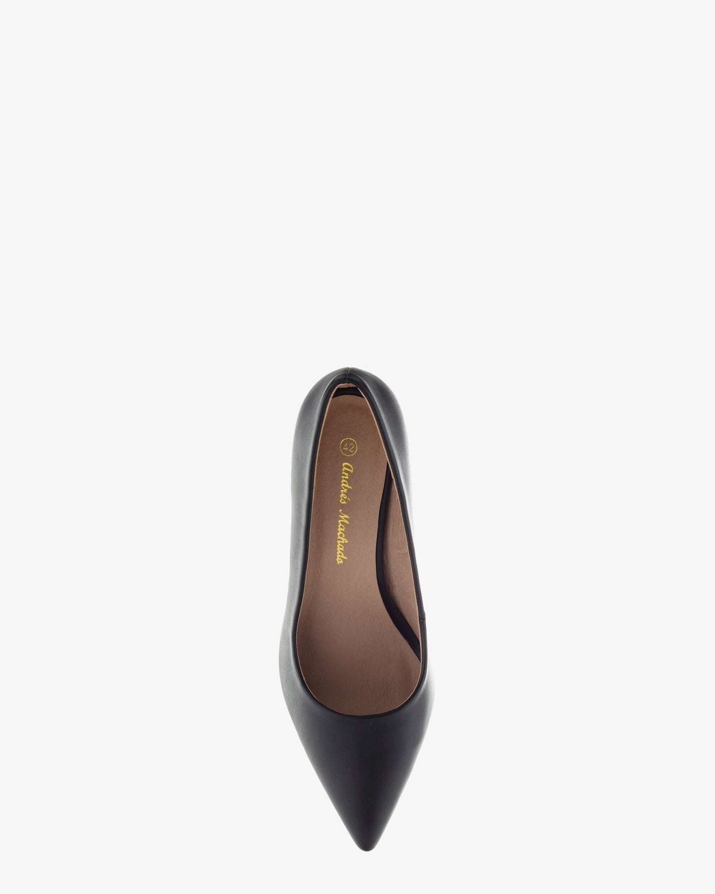 black soft heeled pump