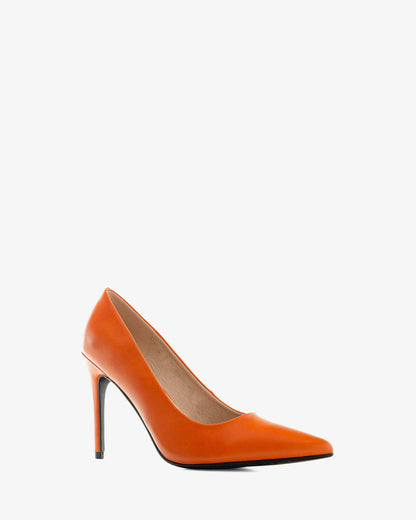 Soft heeled court shoe in terracotta