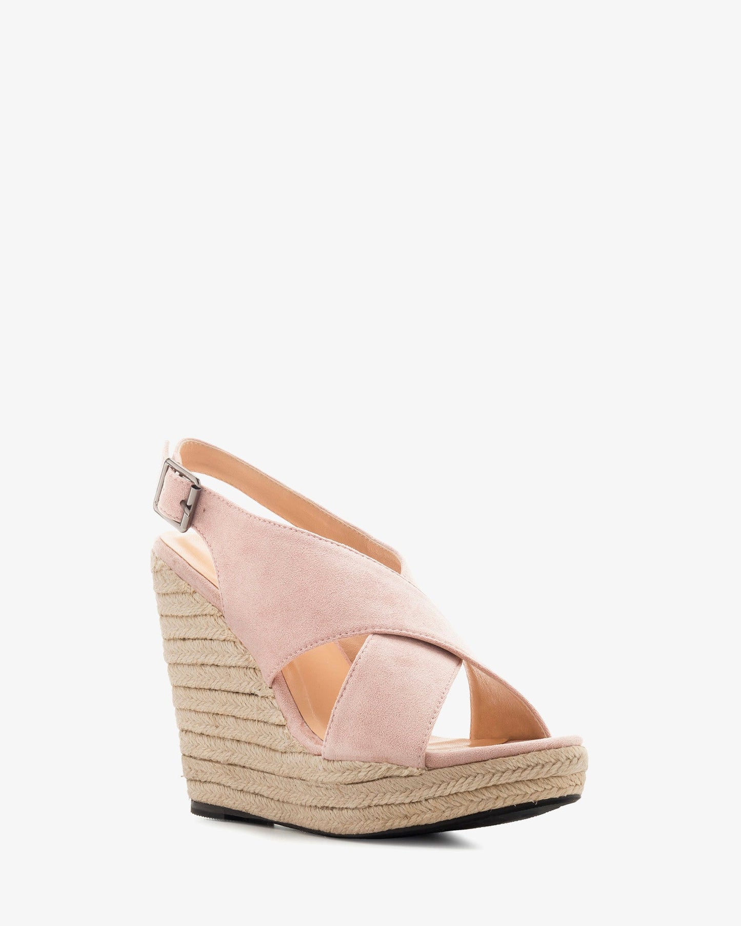 Pink suede wedges