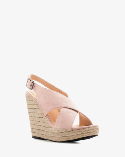 Pink suede wedges