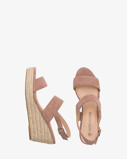 Alpargata en símil ante maquillaje con cuña de yute