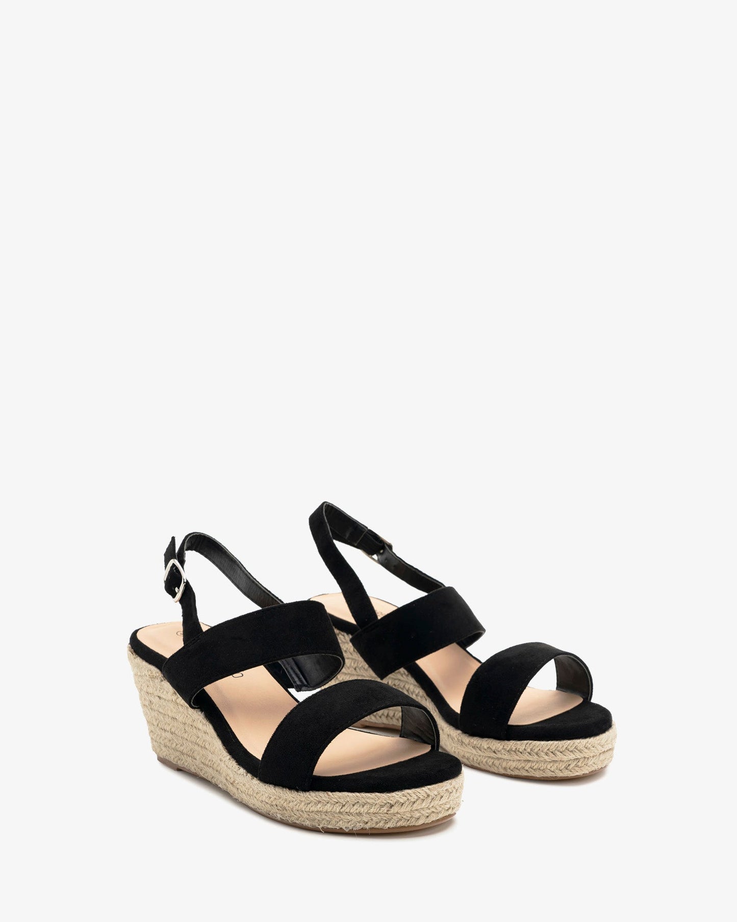 Alpargata en símil ante negro con cuña de yute