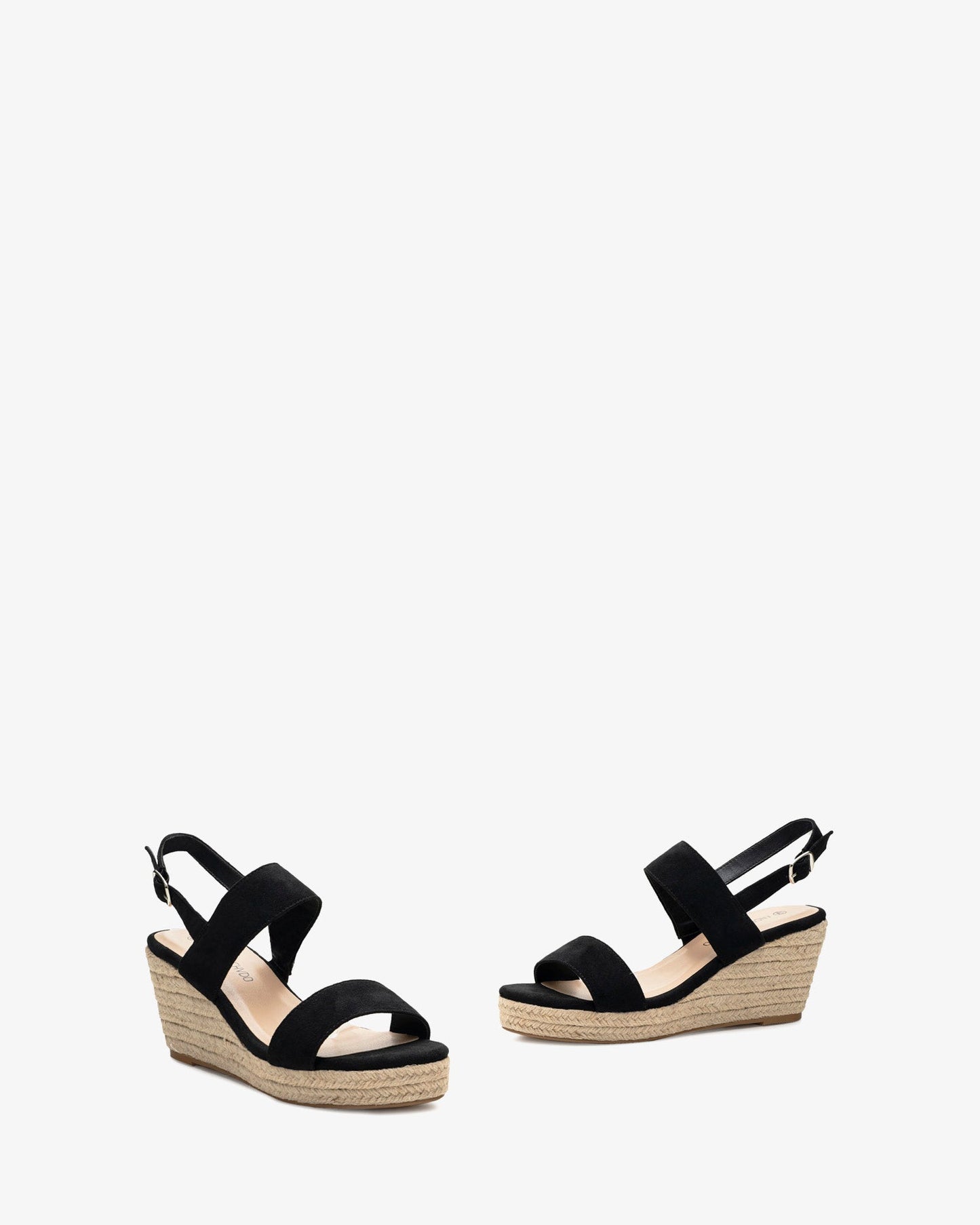 Alpargata en símil ante negro con cuña de yute