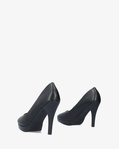 Black soft pumps with stiletto heels