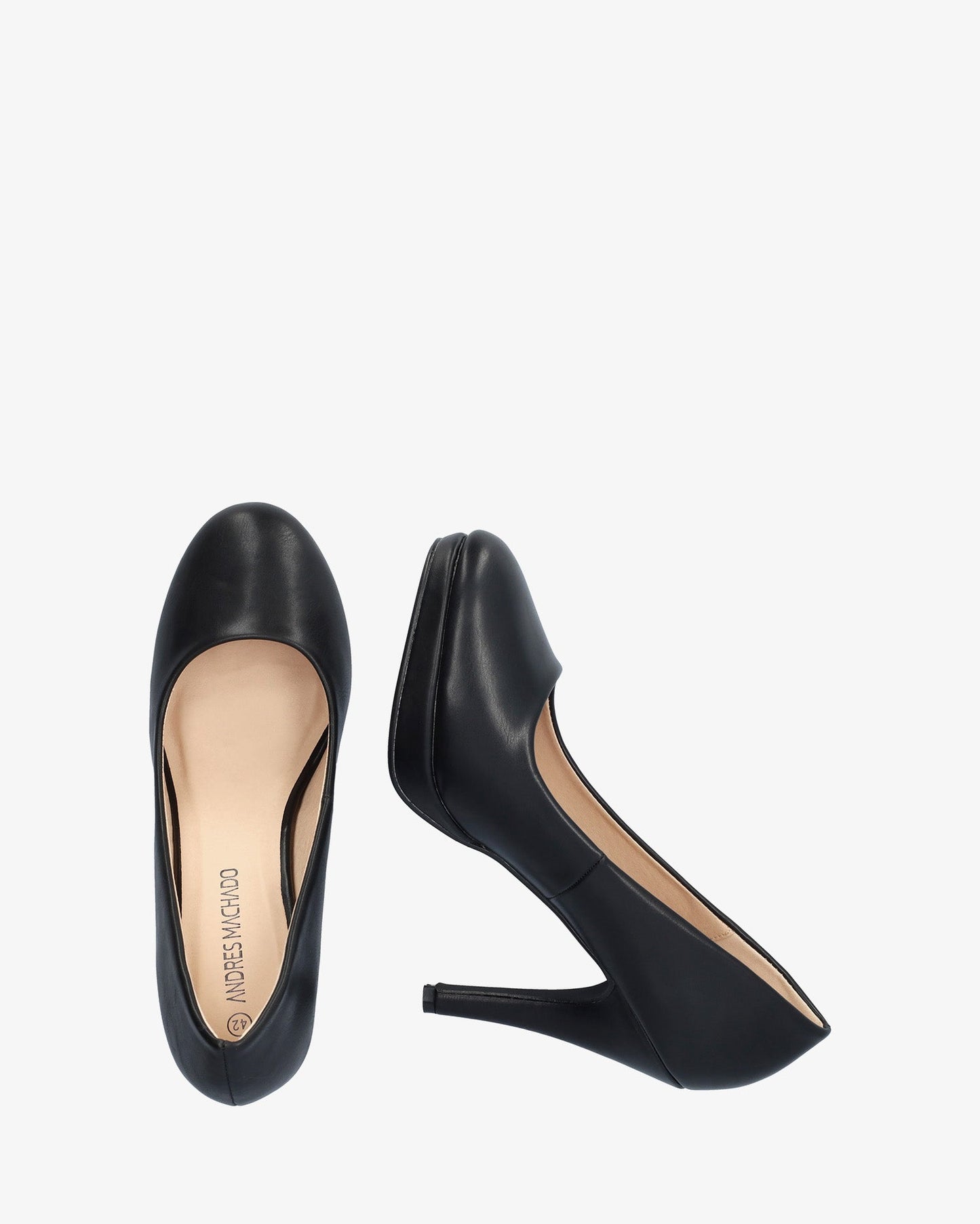 Black soft pumps with stiletto heels