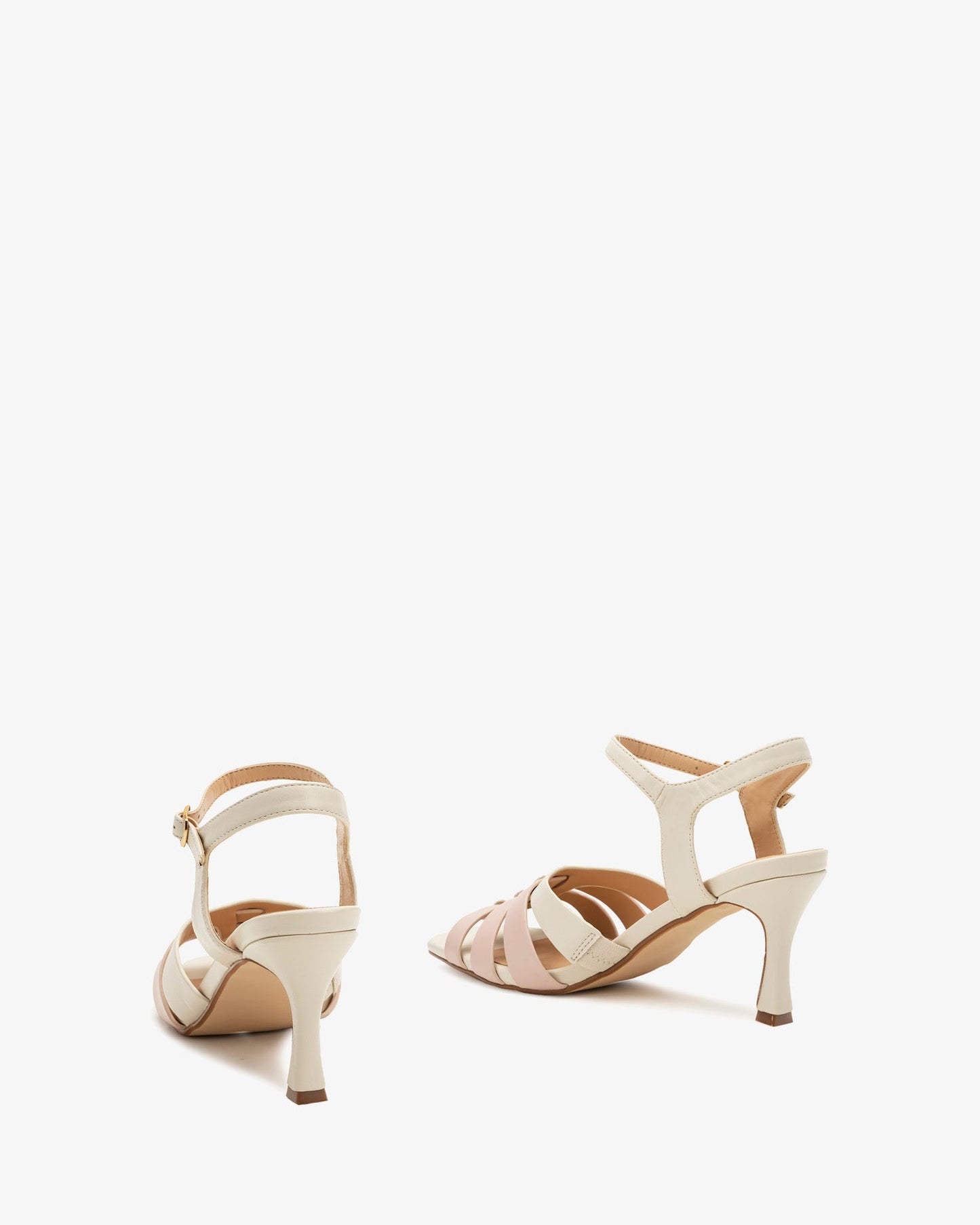 Sandalia bicolor en soft blanco y rosa