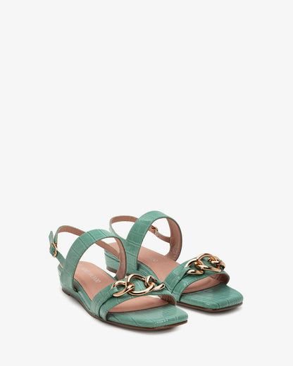 Sandalia cuña coco celeste