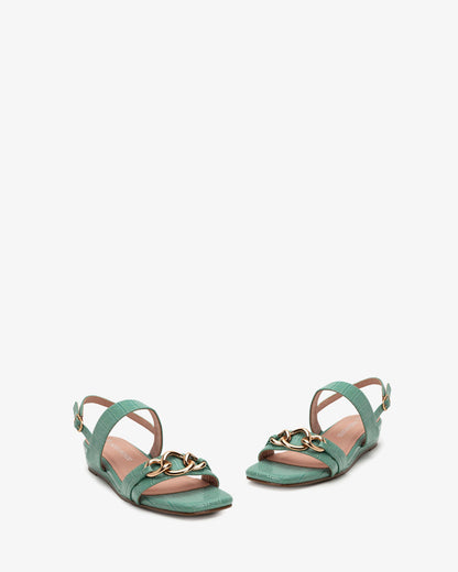 Sandalia cuña coco celeste