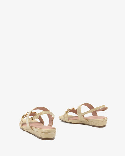Sandalia cuña coco crema