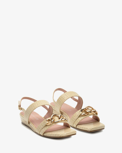 Sandalia cuña coco crema