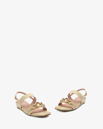 Sandalia cuña coco crema