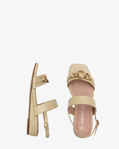 Sandalia cuña coco crema
