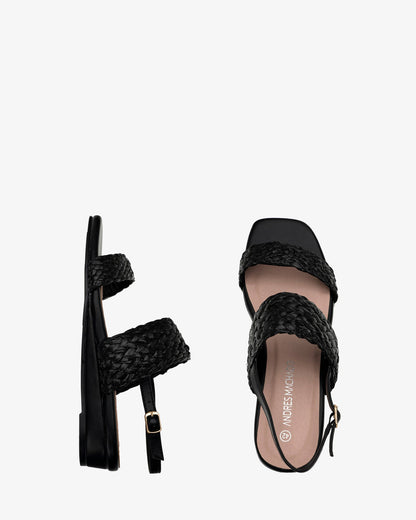 Sandalia trenzada en soft negro