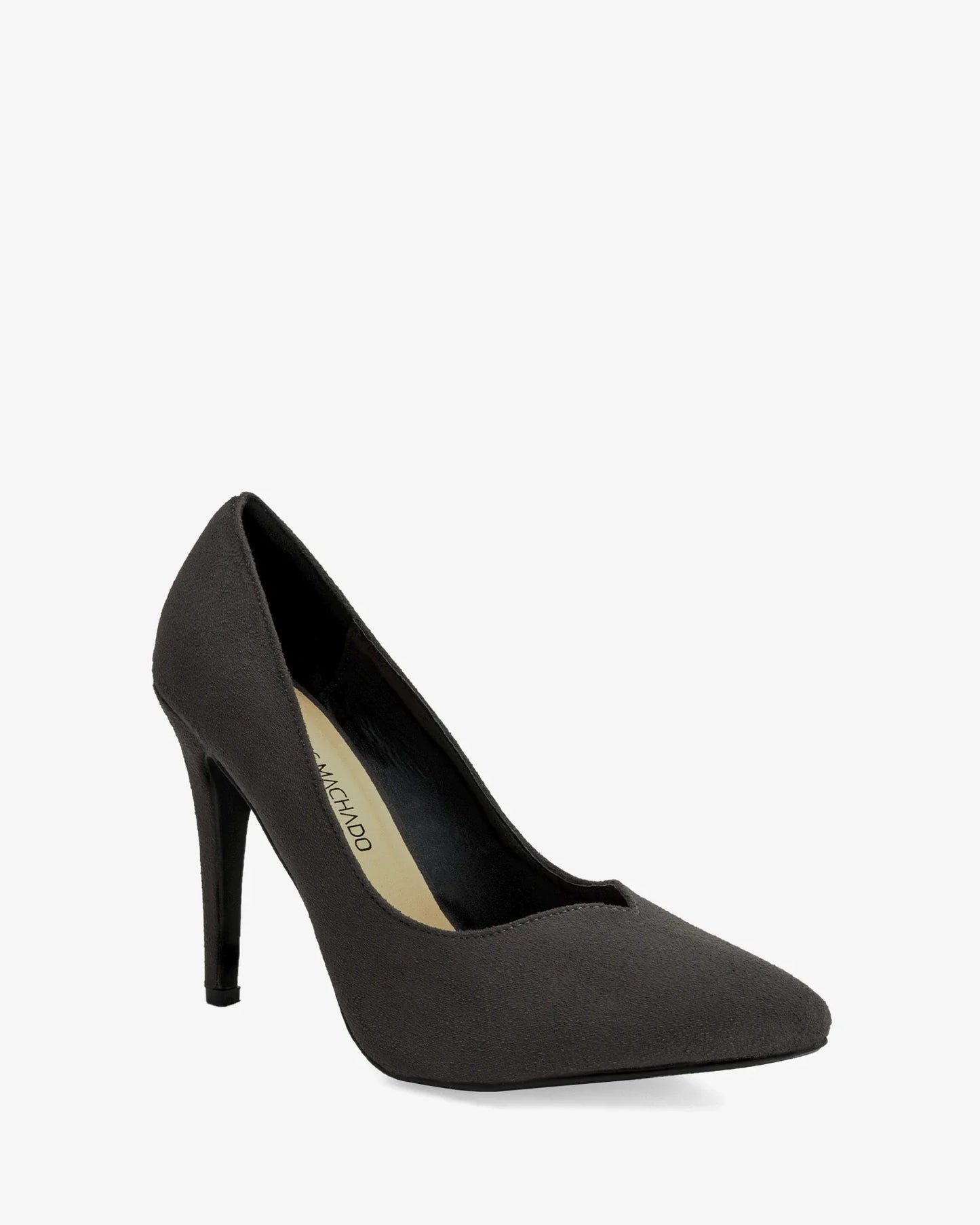 Zapato tacón en ante gris