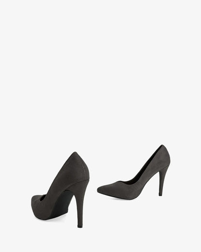 Zapato tacón en ante gris