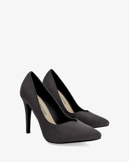 Zapato tacón en ante gris