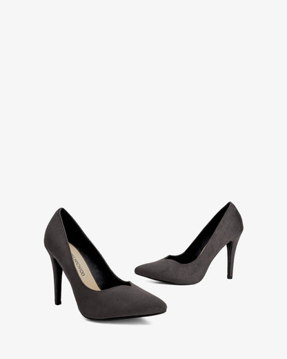 Zapato tacón en ante gris