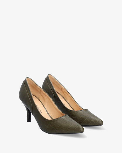 Salon tacón en coco kaki