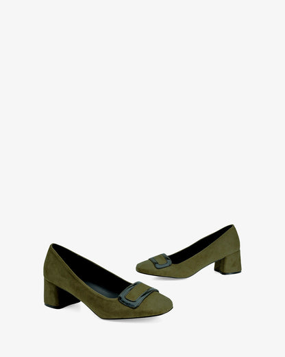 Zapato tacón en ante kaki