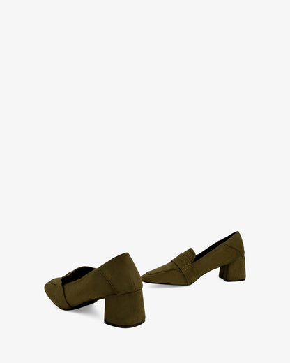 Mocasín tacón ante kiwi