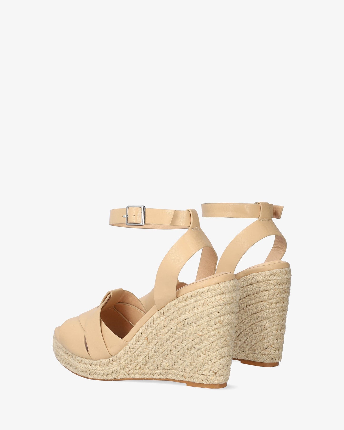 Alpargata en soft beige con cuña en yute