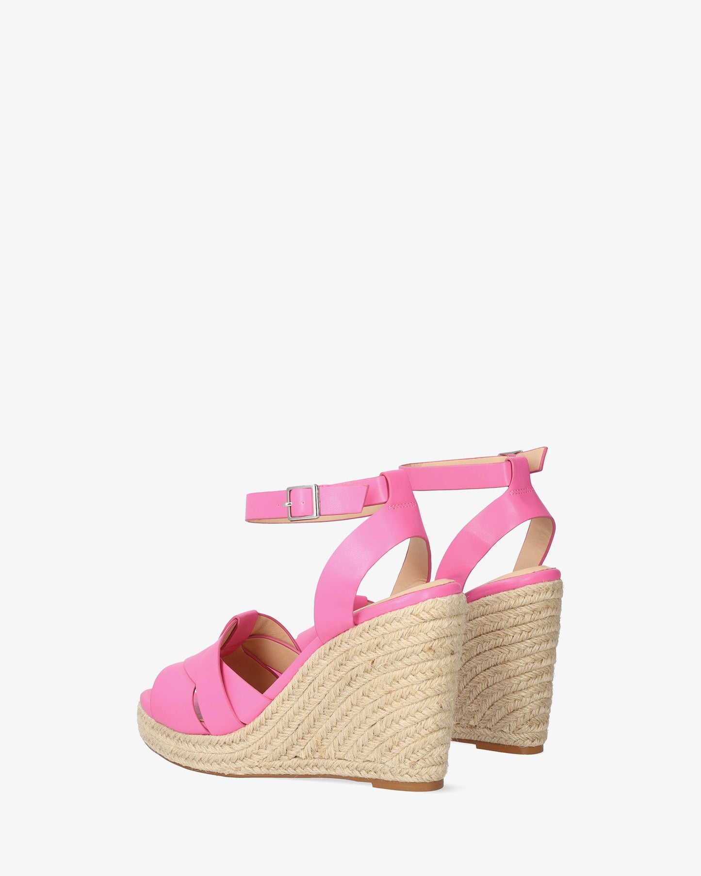 Alpargata en soft rosa con cuña en yute