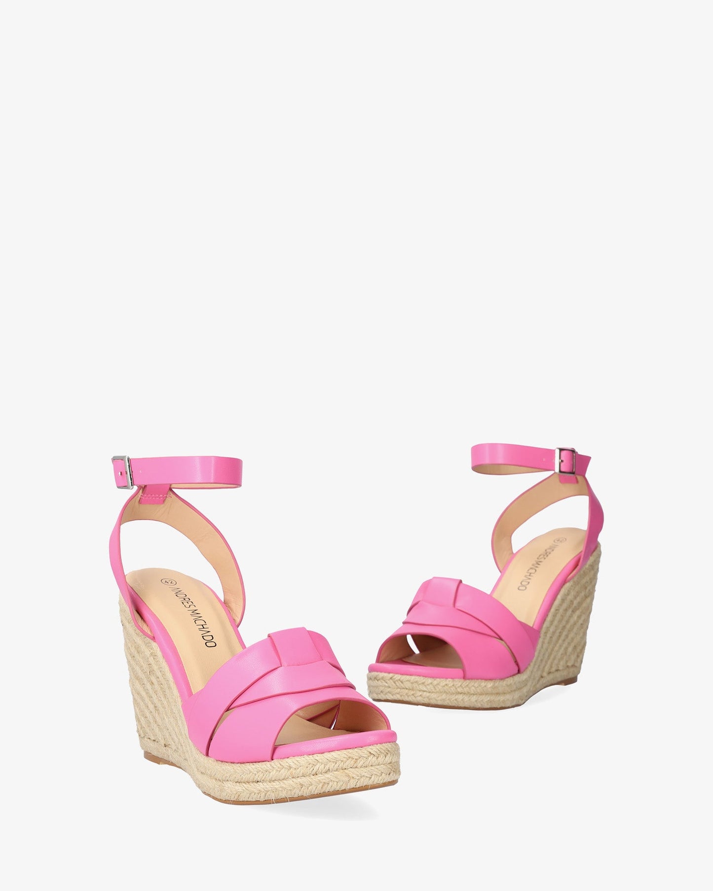 Alpargata en soft rosa con cuña en yute