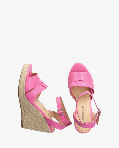 Alpargata en soft rosa con cuña en yute