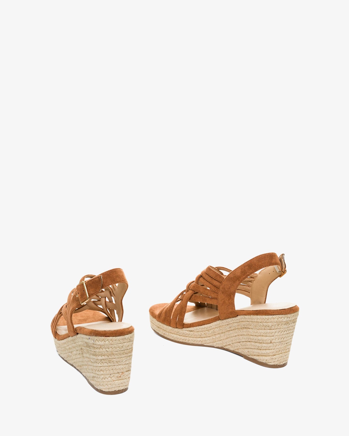 Alpargatas en símil ante marrón con cuña en yute