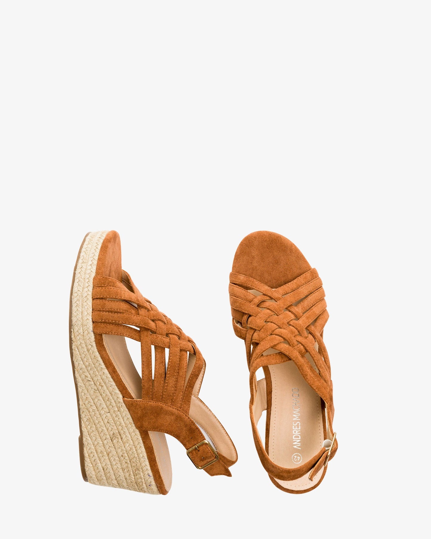 Alpargatas en símil ante marrón con cuña en yute