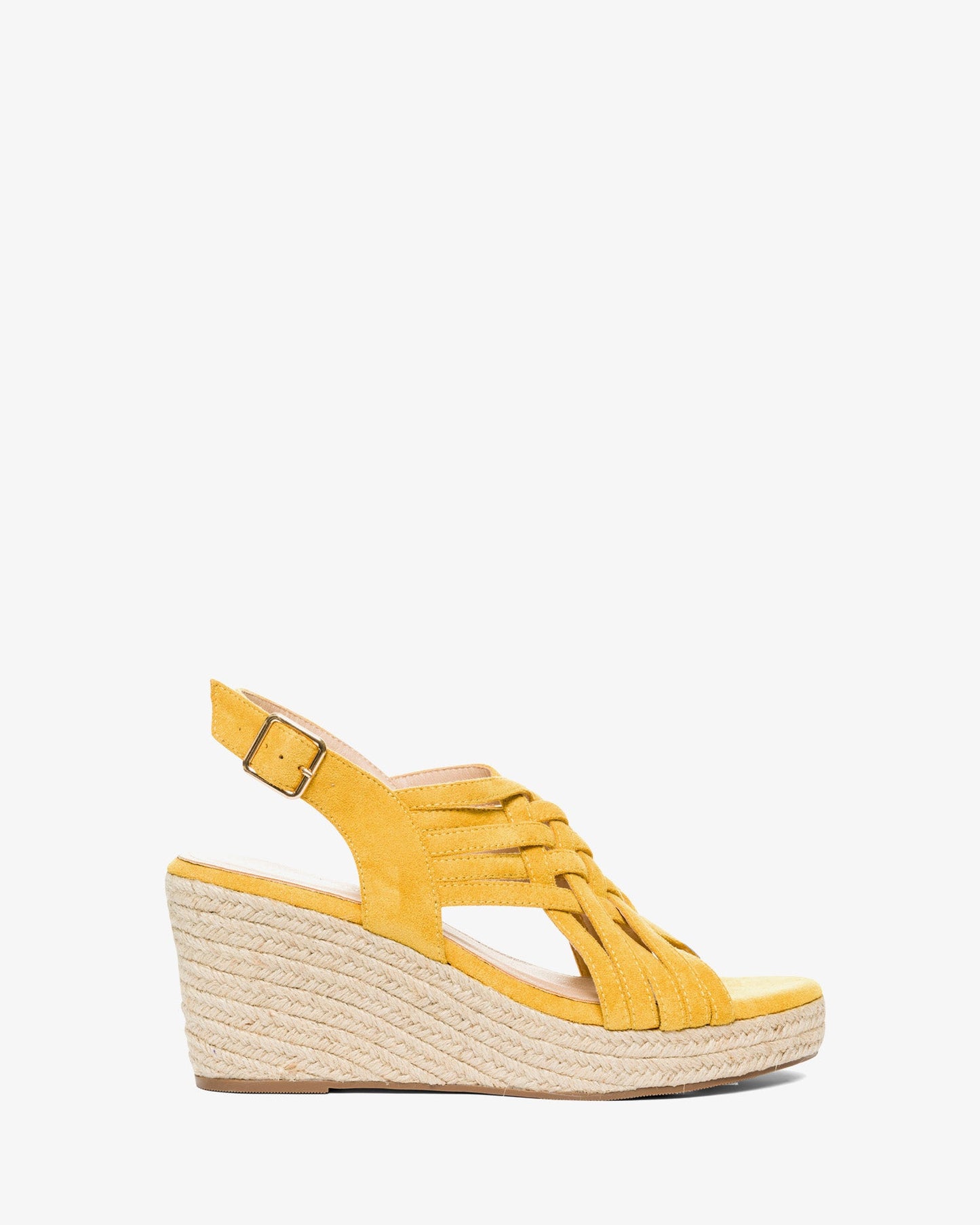 Alpargatas en símil ante mostaza con cuña en yute