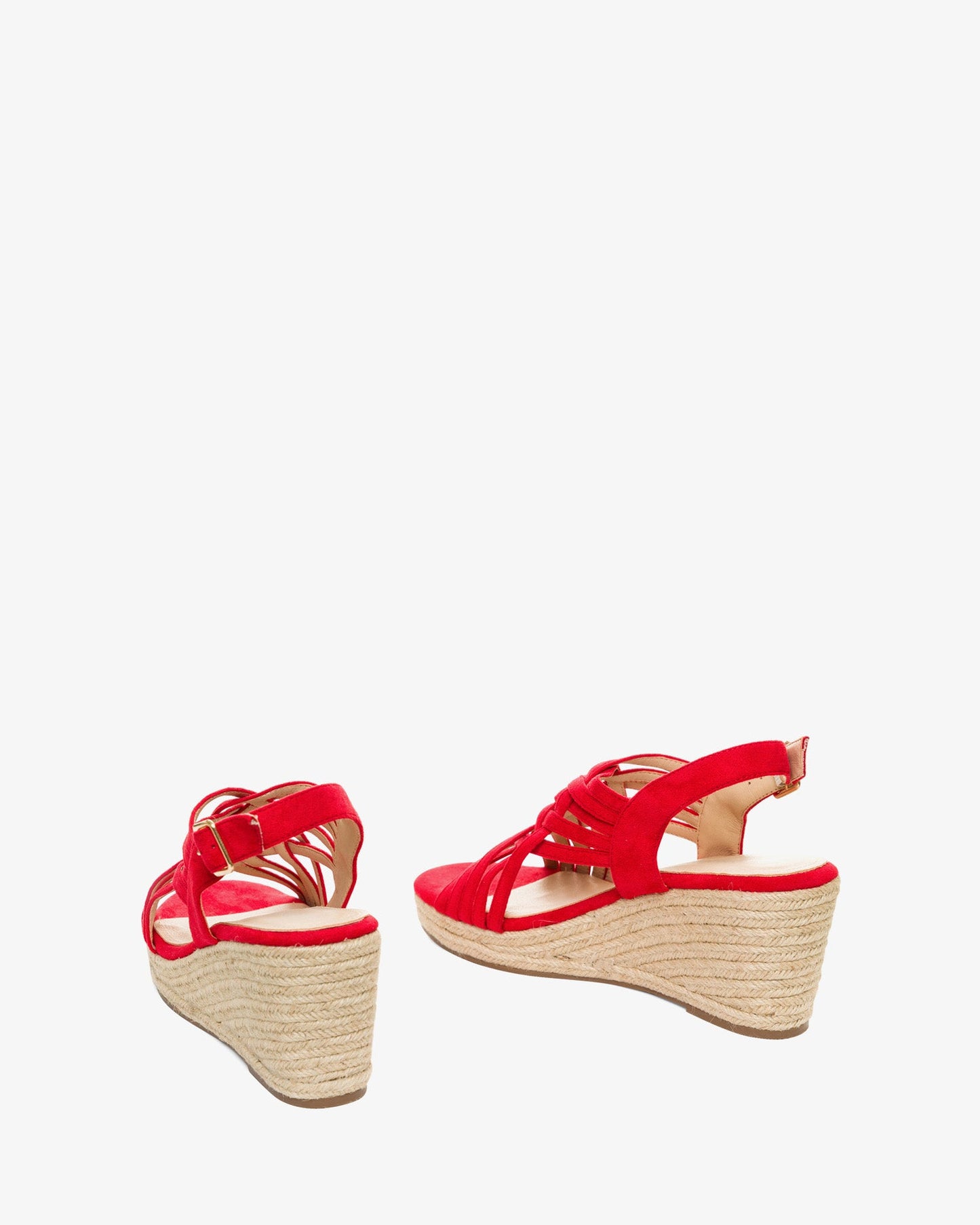 Alpargatas en símil ante rojo con cuña en yute