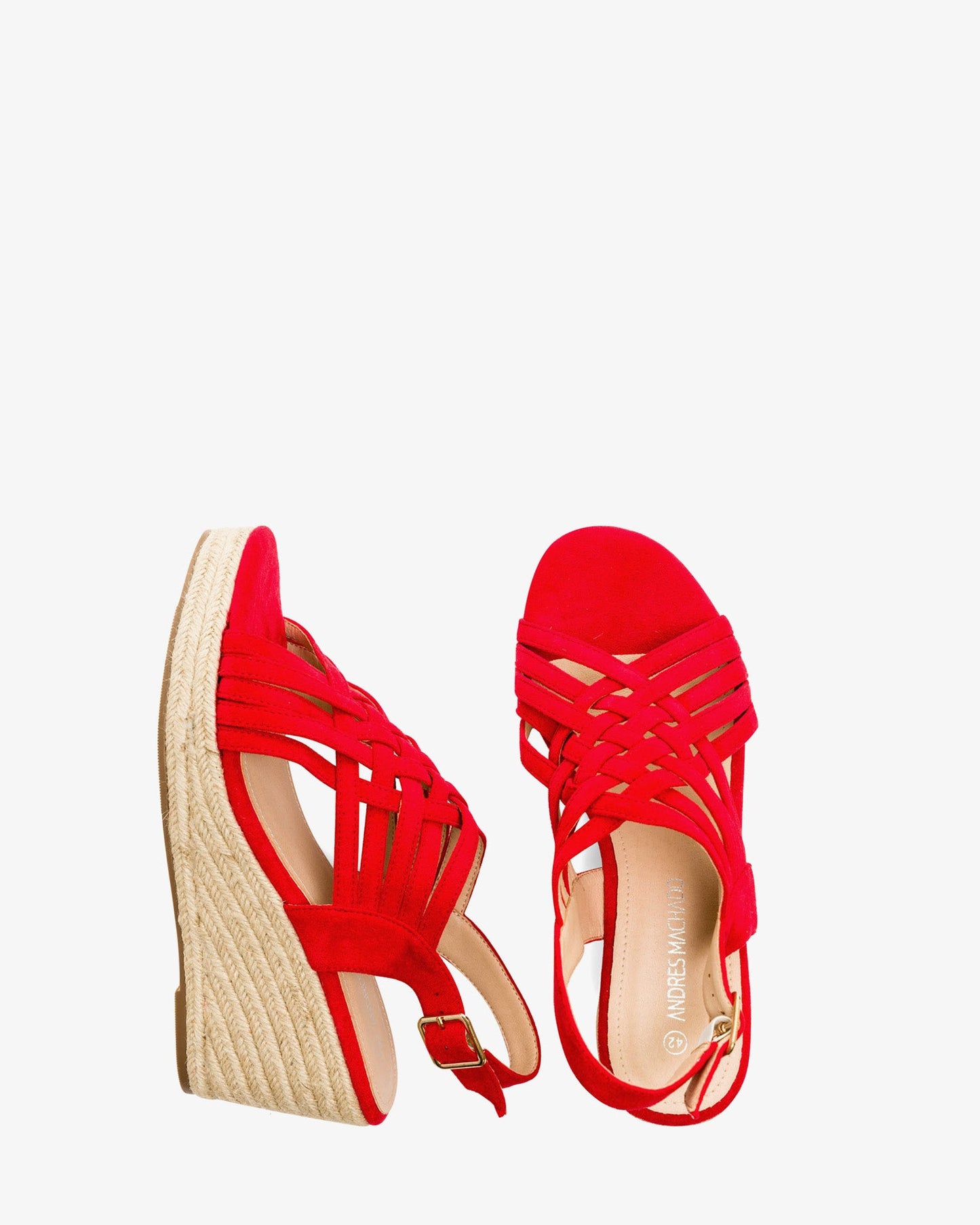 Alpargatas en símil ante rojo con cuña en yute