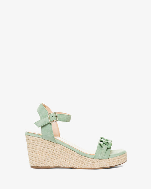 Alpargatas en símil ante menta con cuña en yute