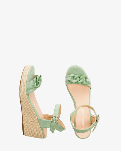 Alpargatas en símil ante menta con cuña en yute