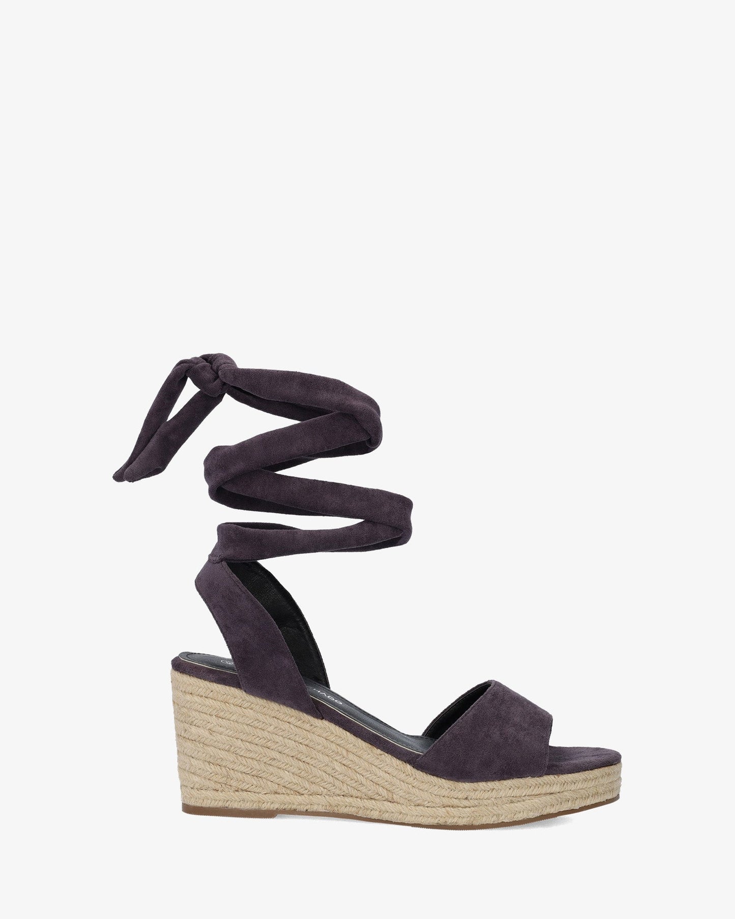 Alpargatas en símil ante gris con cuña en yute