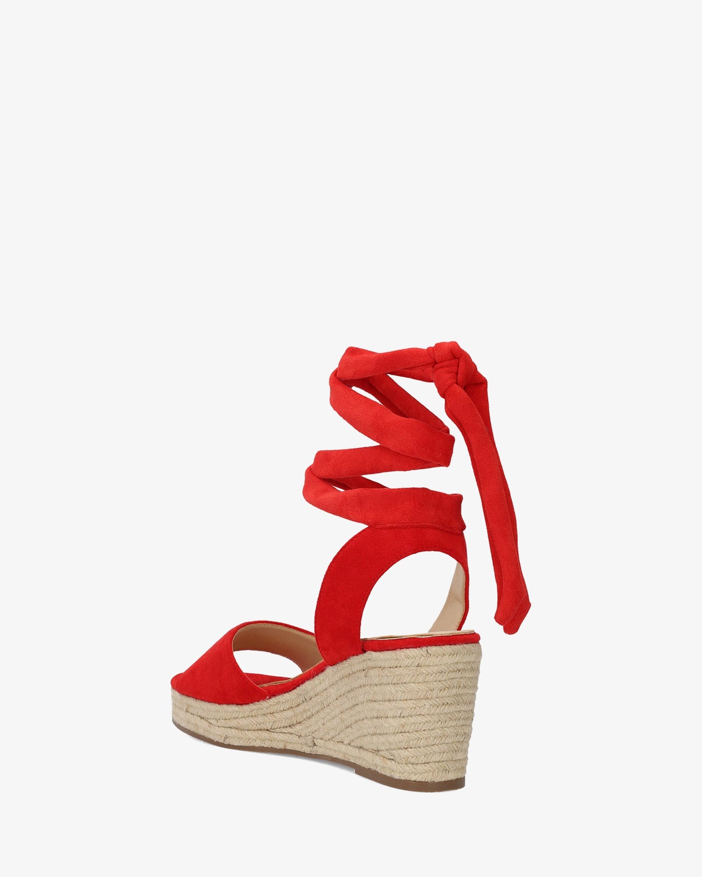 Alpargatas en símil ante rojo con cuña en yute