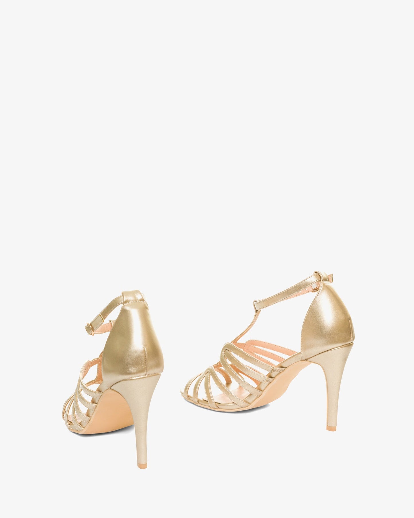 Sandalias en soft color oro con tacón