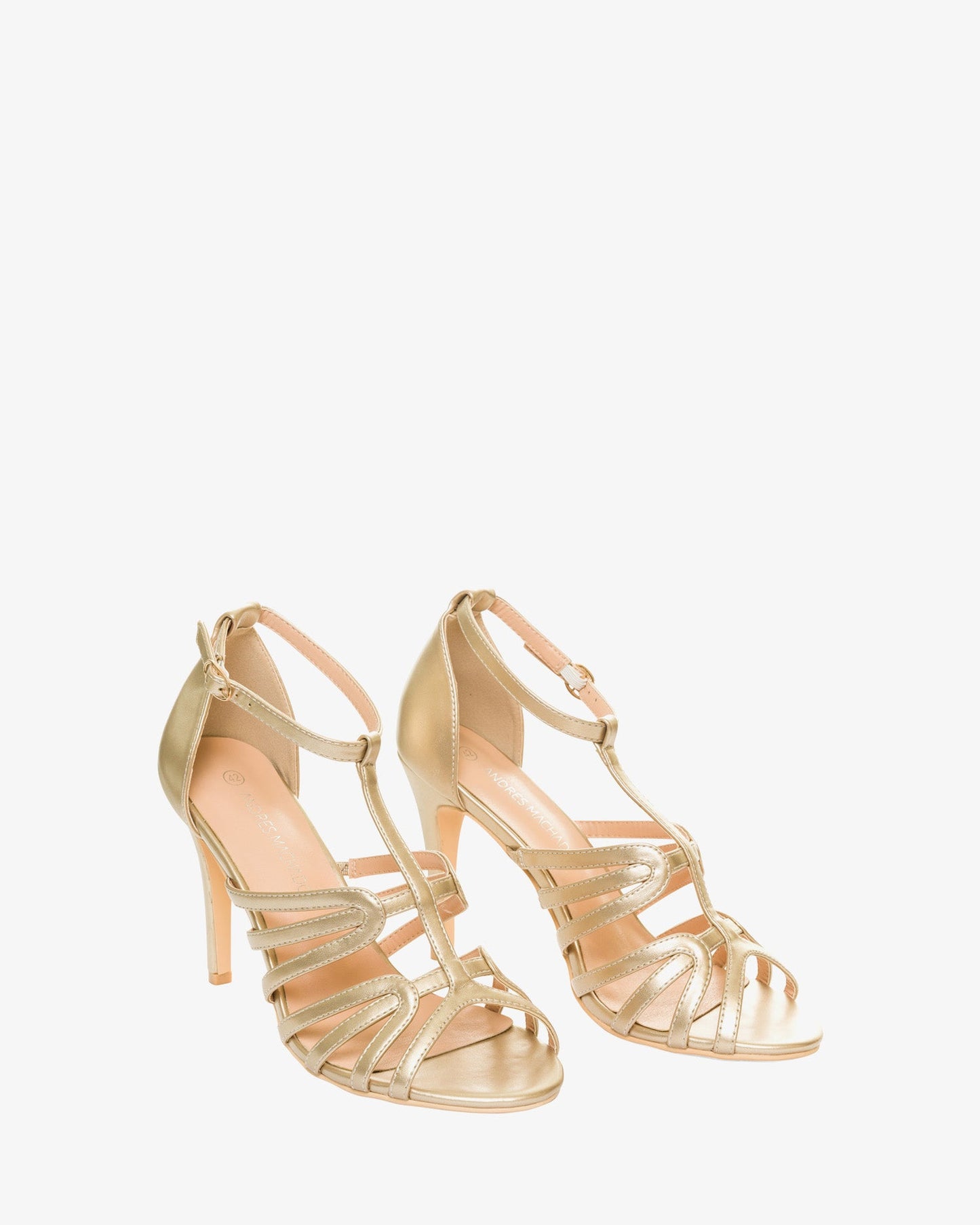 Sandalias en soft color oro con tacón