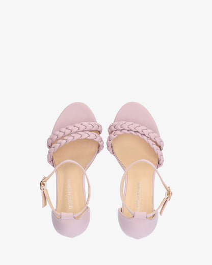 Sandalias en soft color malva con tacón