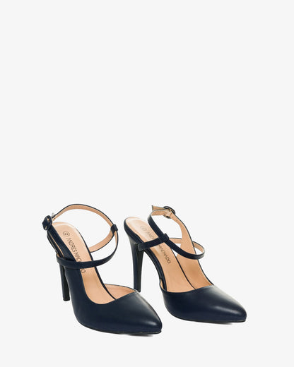 Refined pointe salon in soft marine fabric