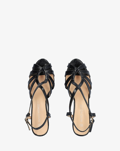 Sandal with black print