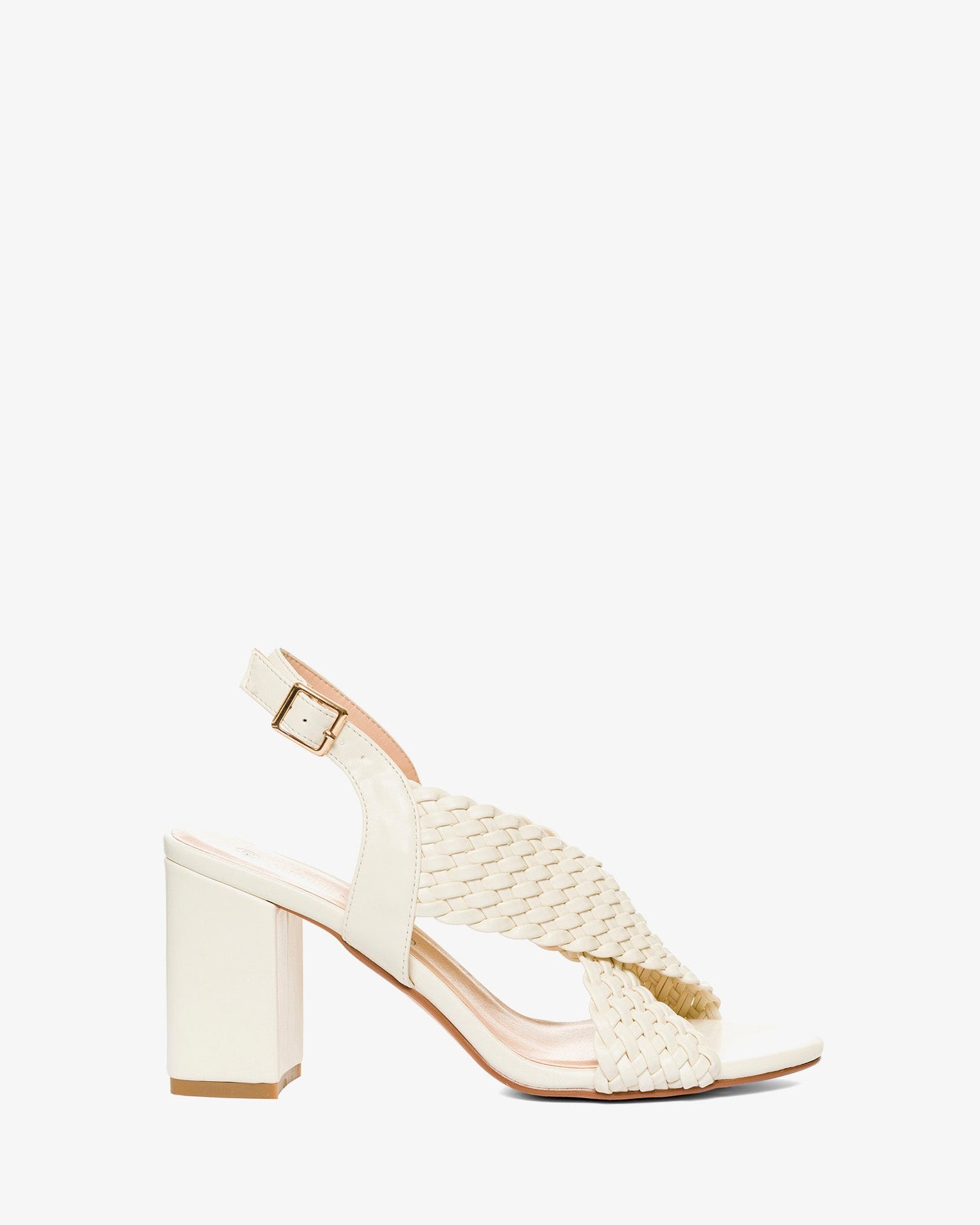 Sandal with braiding in soft white